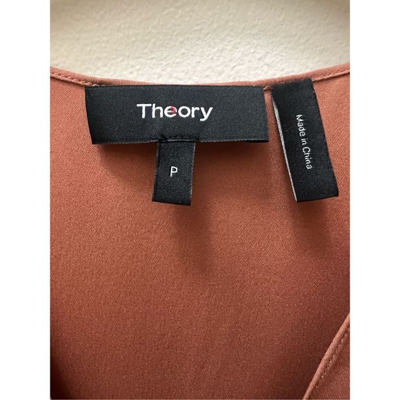 Theory Meighlan Modern Silk Sleeveless Top Brown Rust 0143 - Picture 4 of 4